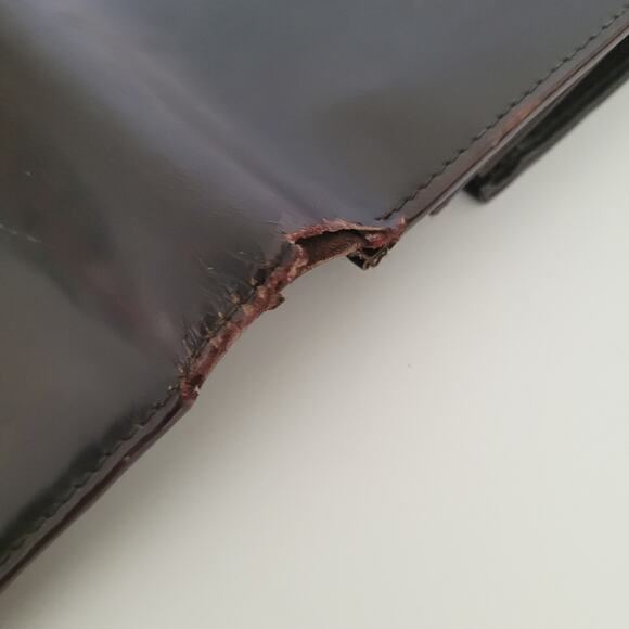 PRADA Foglio In Pelle Spazzolato Cordovan Leather Logo Wallet Envelope Large Box - Picture 12 of 15